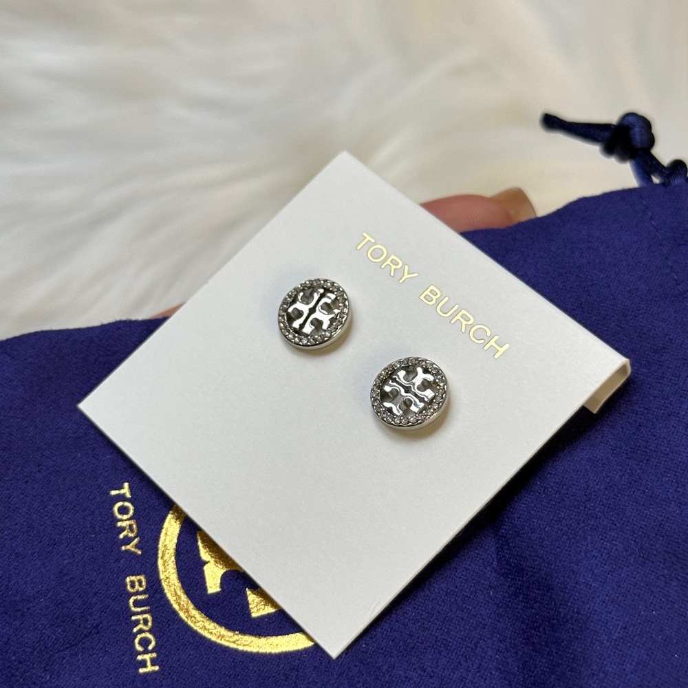 Silver Stud Earrings Tory Burch New
